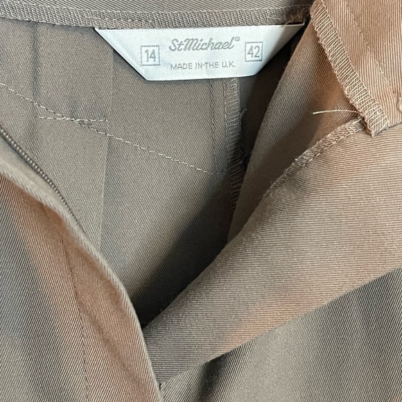 St. Michael women’s vintage pleated midi skirt dark beige size 15L Made in UK - Picture 6 of 8